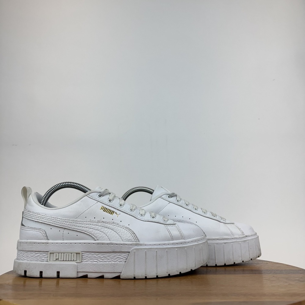 Womens Puma Mayze Classic White Leather Platform‎ Casual Low Sneakers Size 10 M